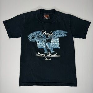 Harley Davidson Kids Small T Shirt Pacific Hawaii Eagle Graphic Black